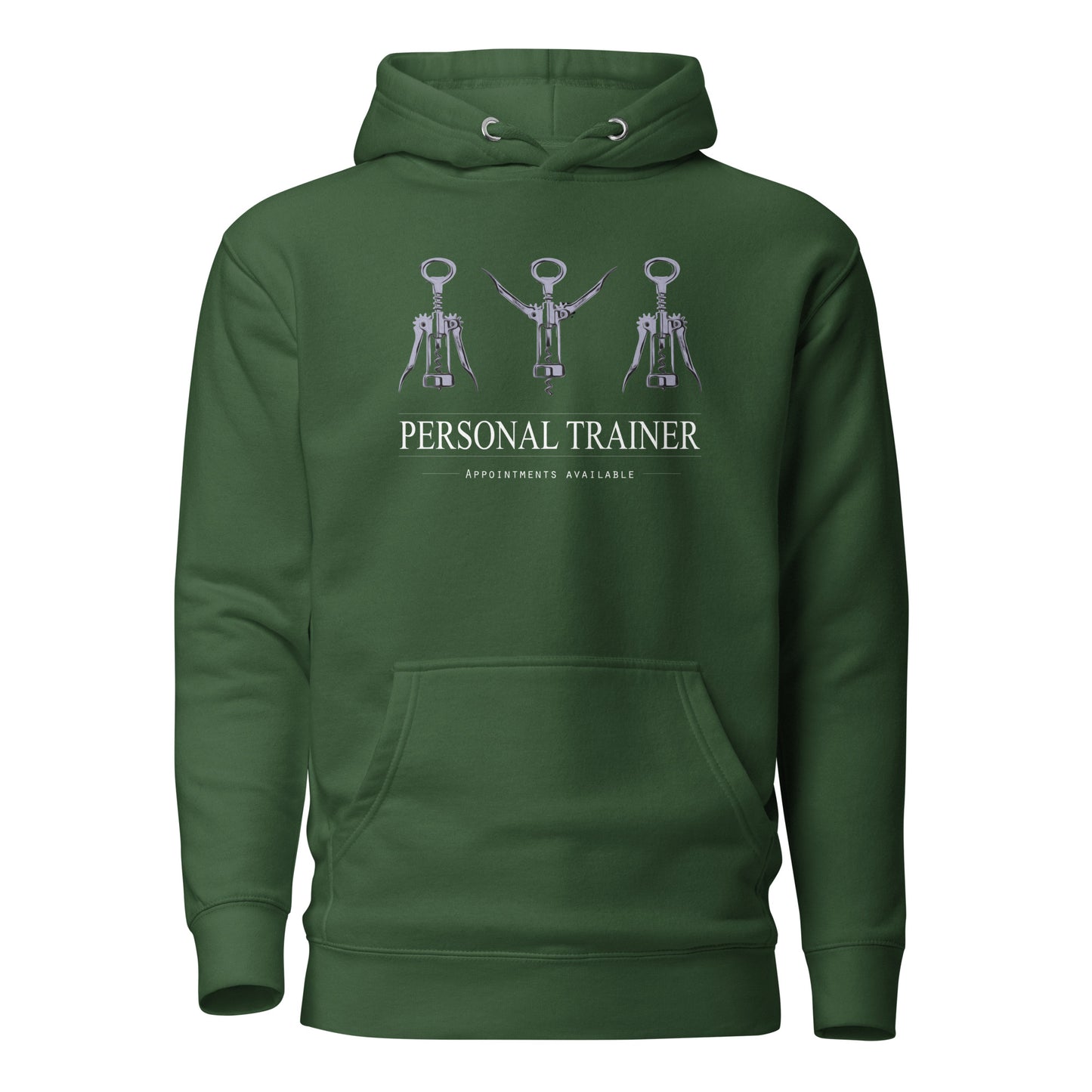 Women’s Hoodie – Cozy “Personal Trainer” Corkscrew Hoodie for Wine Lovers Who Lift Glasses, Not Weights