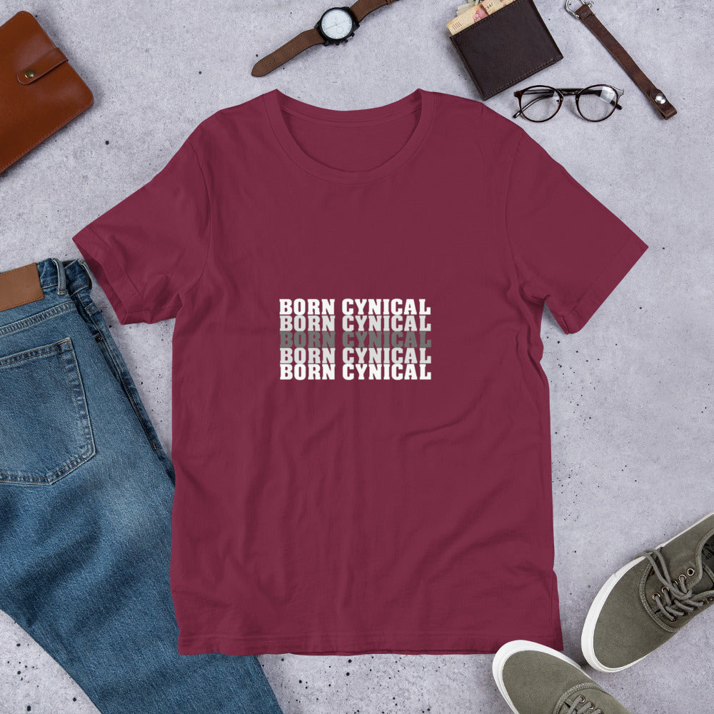 Women’s T-Shirt – Born Cynical – Soft, Comfortable T-Shirt for Realists & Skeptics