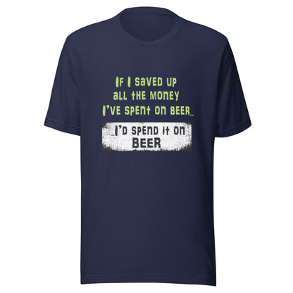 Men’s Funny Beer T-Shirt – “If I Saved Up All the Money I’ve Spent on Beer…”