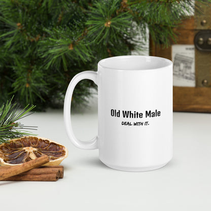 Old White Male - Deal With It! - White Glossy Mug